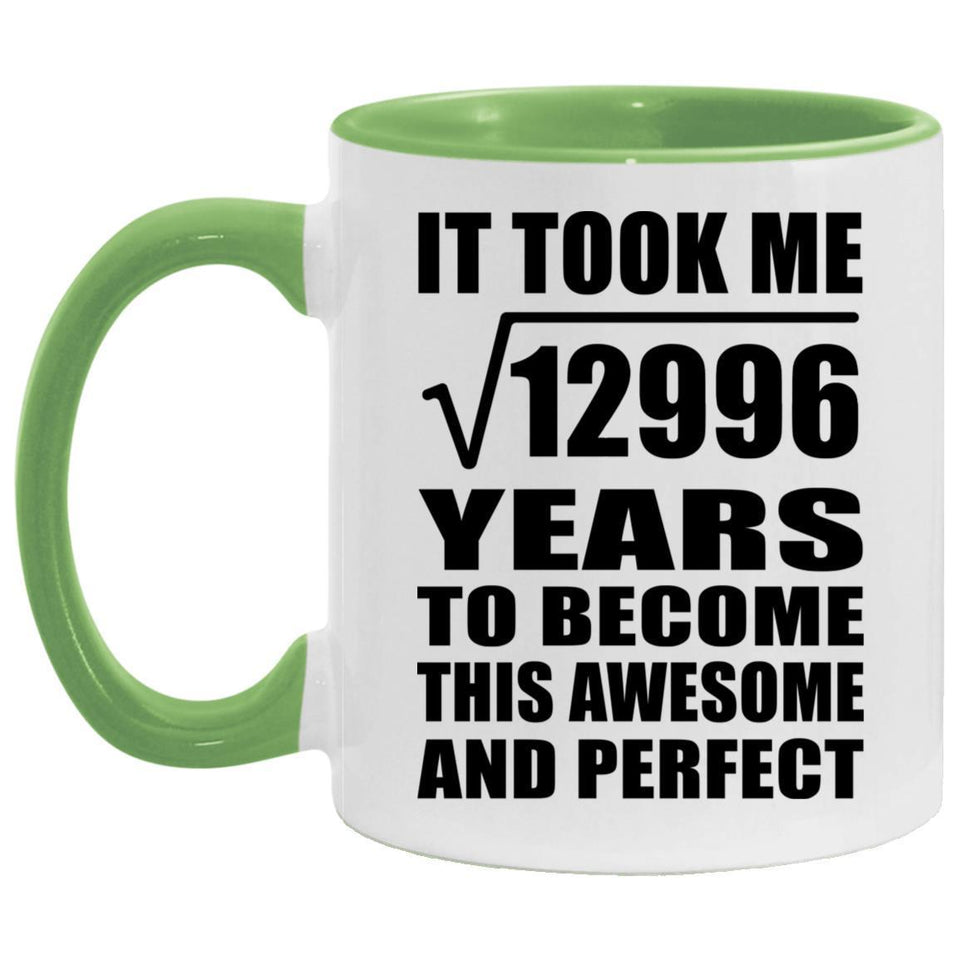 114th Birthday Took Square Root of 12996 Years To Awesome - 11oz Accent Mug Green