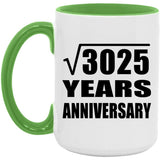 55th Anniversary Square Root of 3025 Years Anniversary - 15oz Accent Mug Green