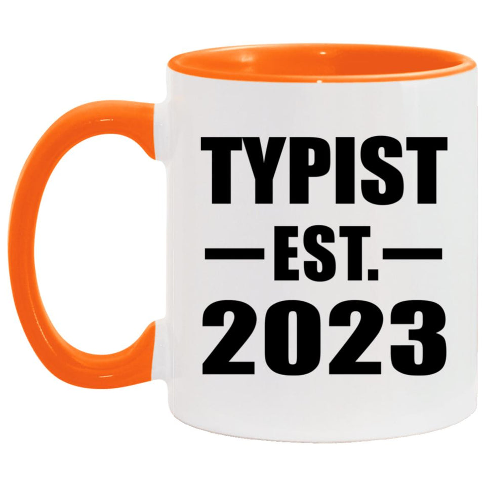 Typist Established EST. 2023 - 11oz Accent Mug Orange