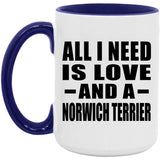 All I Need Is Love And A Norwich Terrier - 15oz Accent Mug Purple