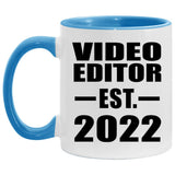 Video Editor Established EST. 2022 - 11oz Accent Mug Blue