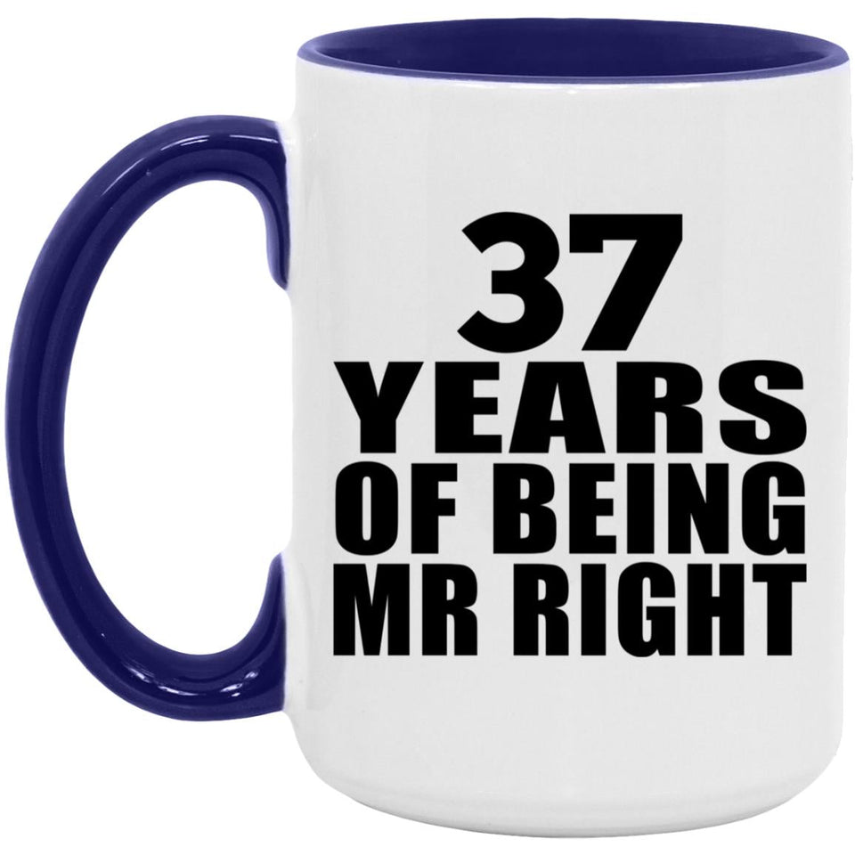 37th Anniversary 37 Years Of Being Mr Right - 15oz Accent Mug Purple