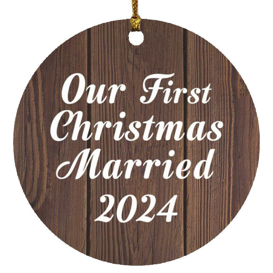 Our First Christmas Married 2024 - Circle Ornament D