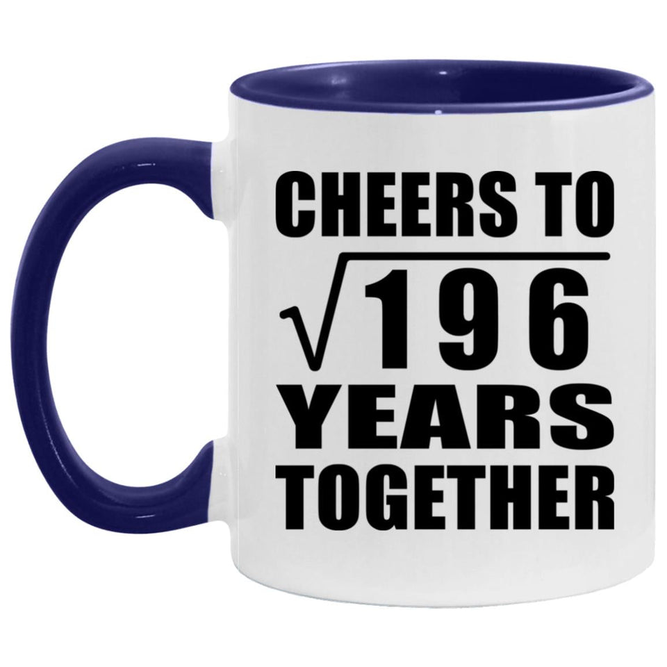 14th Anniversary Cheers To Square Root of 196 Years Together - 11oz Accent Mug Purple