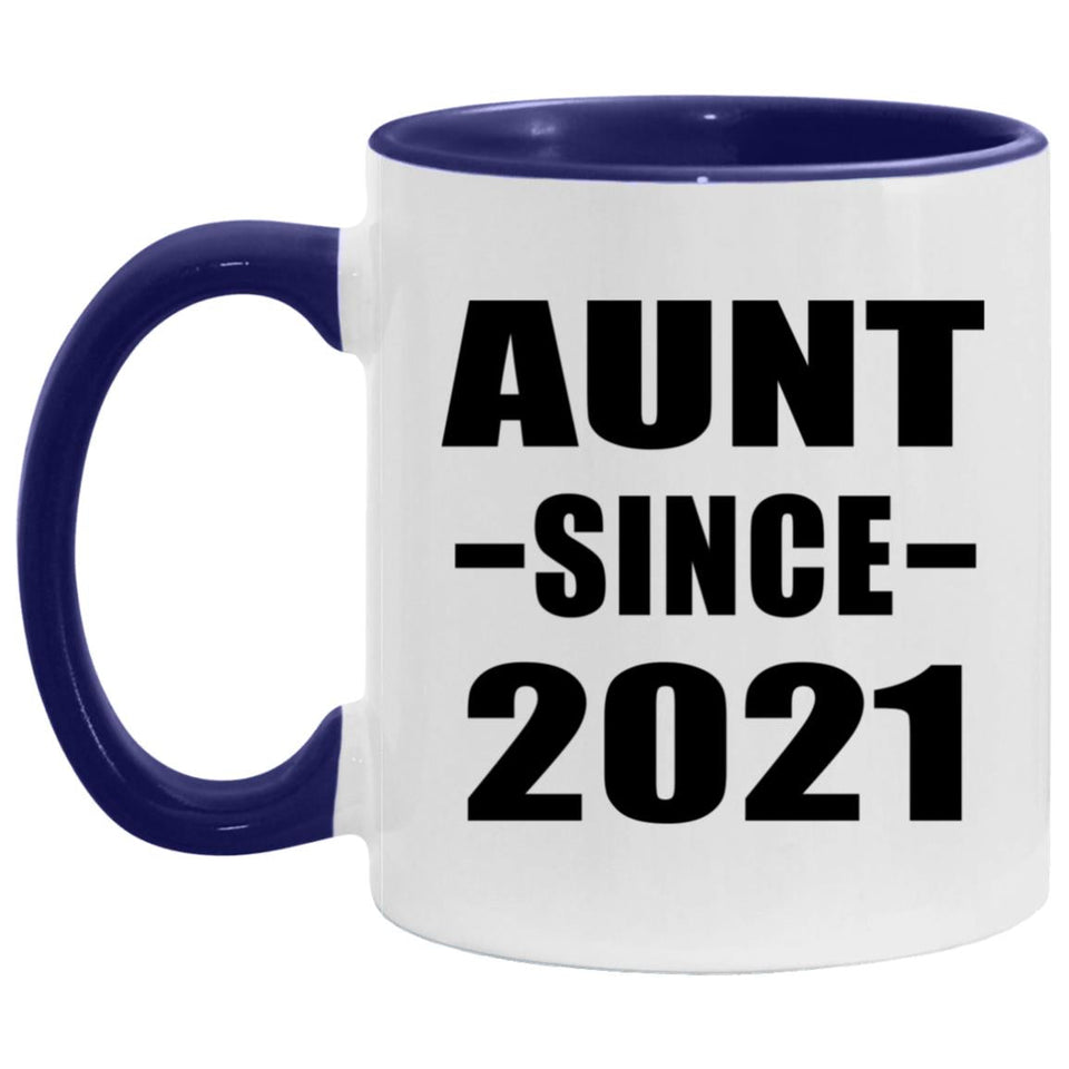 Aunt Since 2021 - 11oz Accent Mug Purple