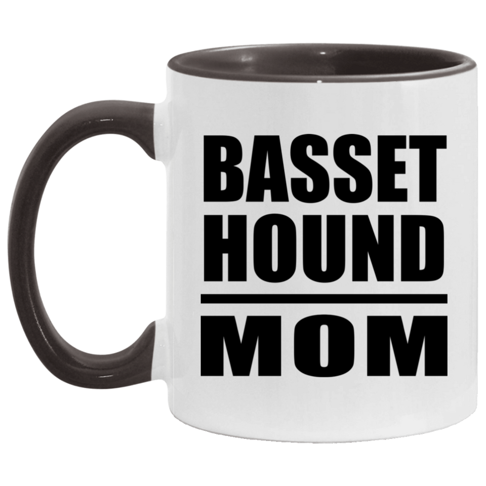 Basset Hound Mom - 11oz Accent Mug Black