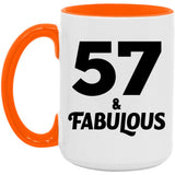 57th Birthday 57 & Fabulous - 15oz Accent Mug Orange