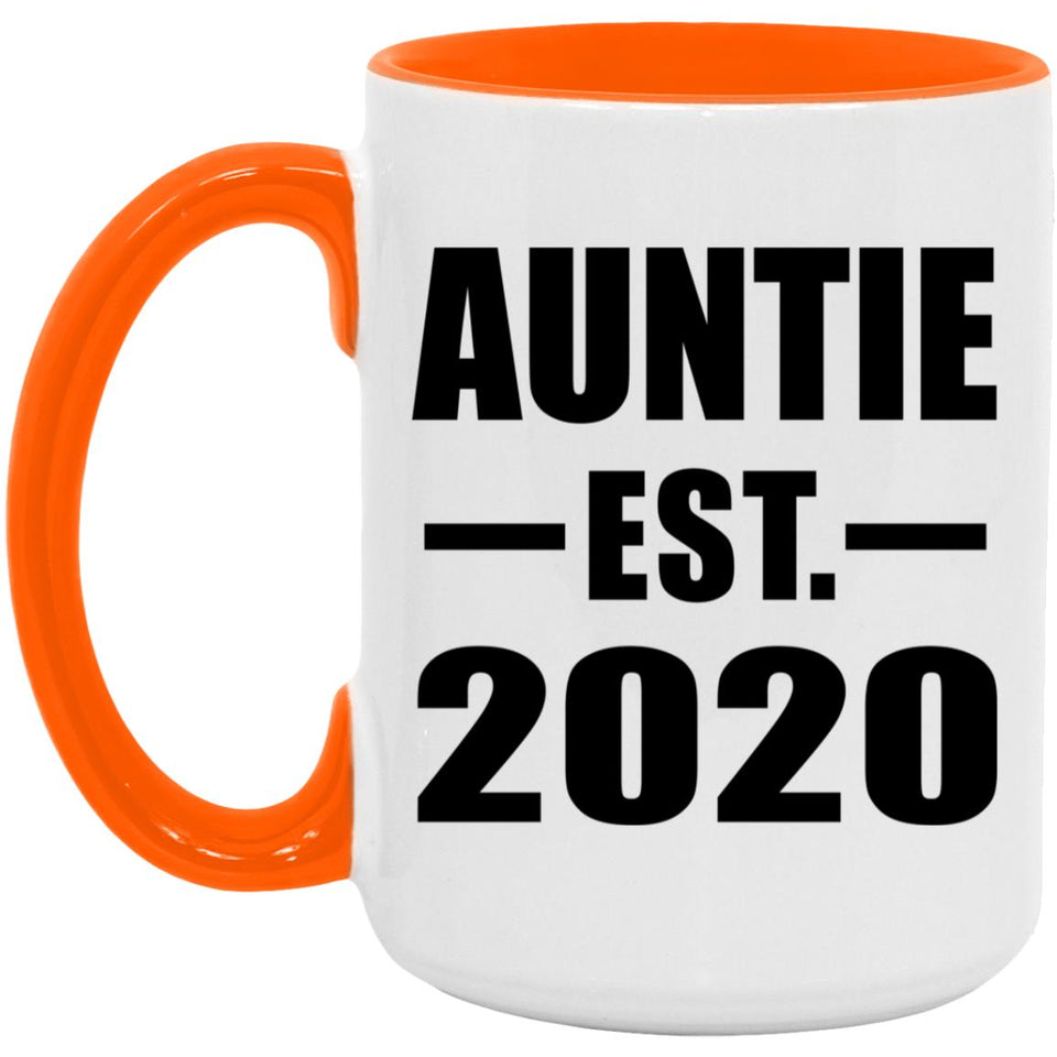 Auntie Established EST. 2020 - 15oz Accent Mug Orange