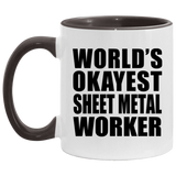World's Okayest Sheet Metal Worker - 11oz Accent Mug Black