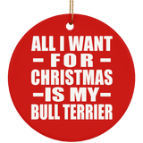 All I Want For Christmas Is My Bull Terrier - Circle Ornament