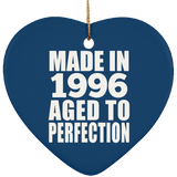 28th Birthday Made In 1996 Aged to Perfection - Heart Ornament