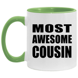 Most Awesome Cousin - 11oz Accent Mug Green