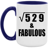 23rd Birthday Square Root of 529 & Fabulous - 15oz Accent Mug Purple