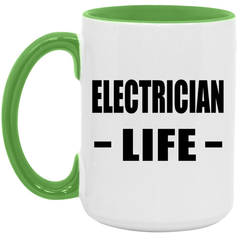 Electrician Life - 15oz Accent Mug Green