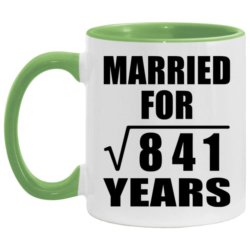 29th Anniversary Married For Square Root of 841 Years - 11oz Accent Mug Green