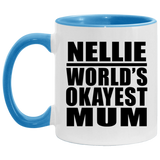 Nellie World's Okayest Mum - 11oz Accent Mug Blue