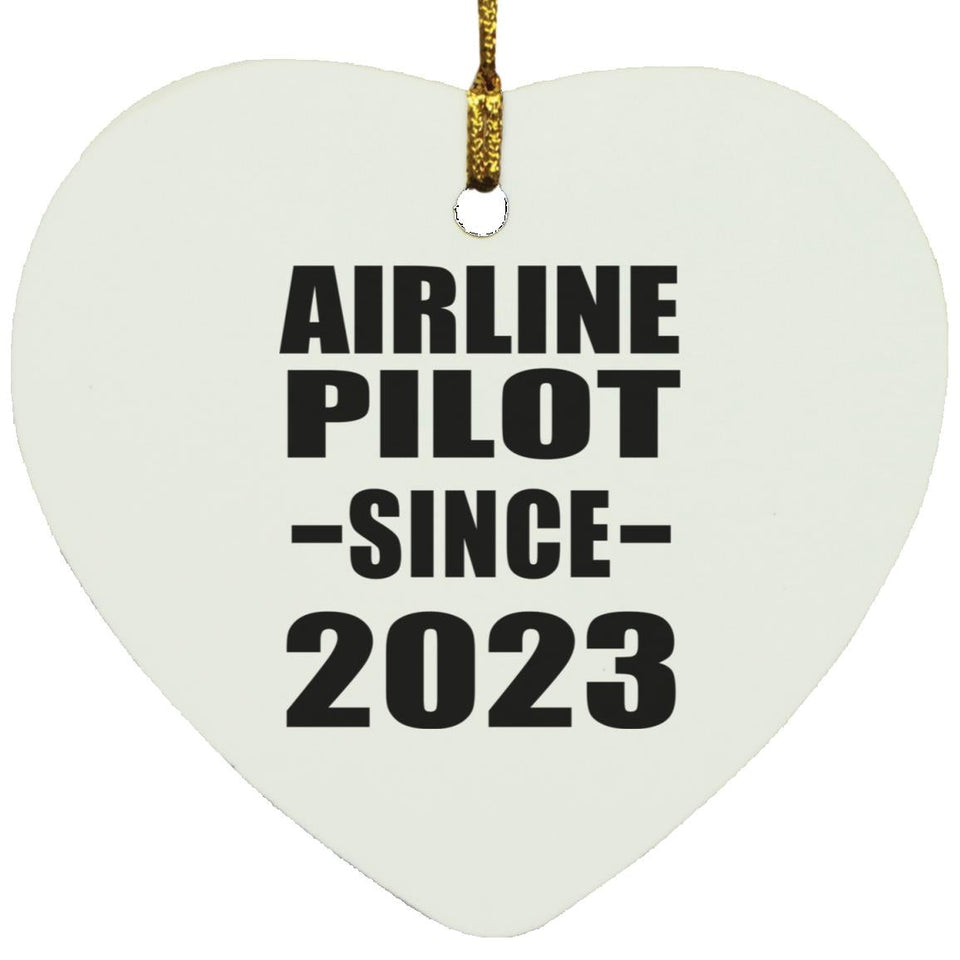 Airline Pilot Since 2023 - Heart Ornament
