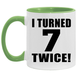 14th Birthday I Turned 7 Twice - 11oz Accent Mug Green