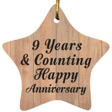 9th Anniversary 9 Years & Counting Happy Anniversary - Star Ornament C