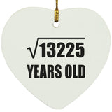 115th Birthday Square Root of 13225 Years Old - Heart Ornament