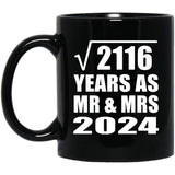 46th Anniversary Square Root of 2116 Years As Mr & Mrs 2024 - 11oz Coffee Mug Black