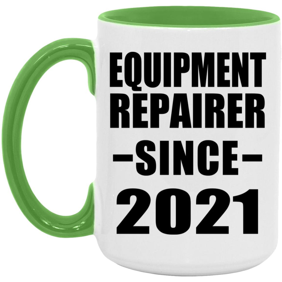 Equipment Repairer Since 2021 - 15oz Accent Mug Green