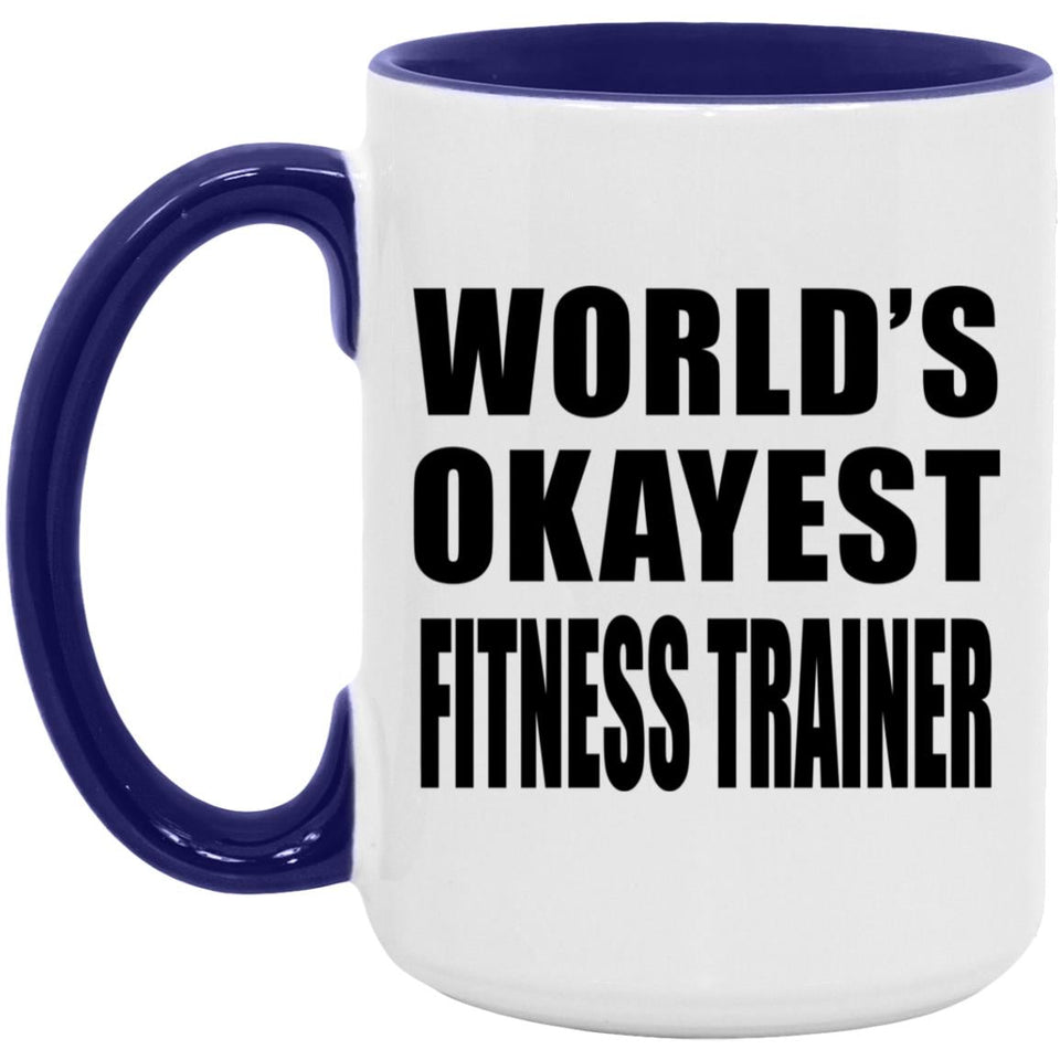 World's Okayest Fitness Trainer - 15oz Accent Mug Purple