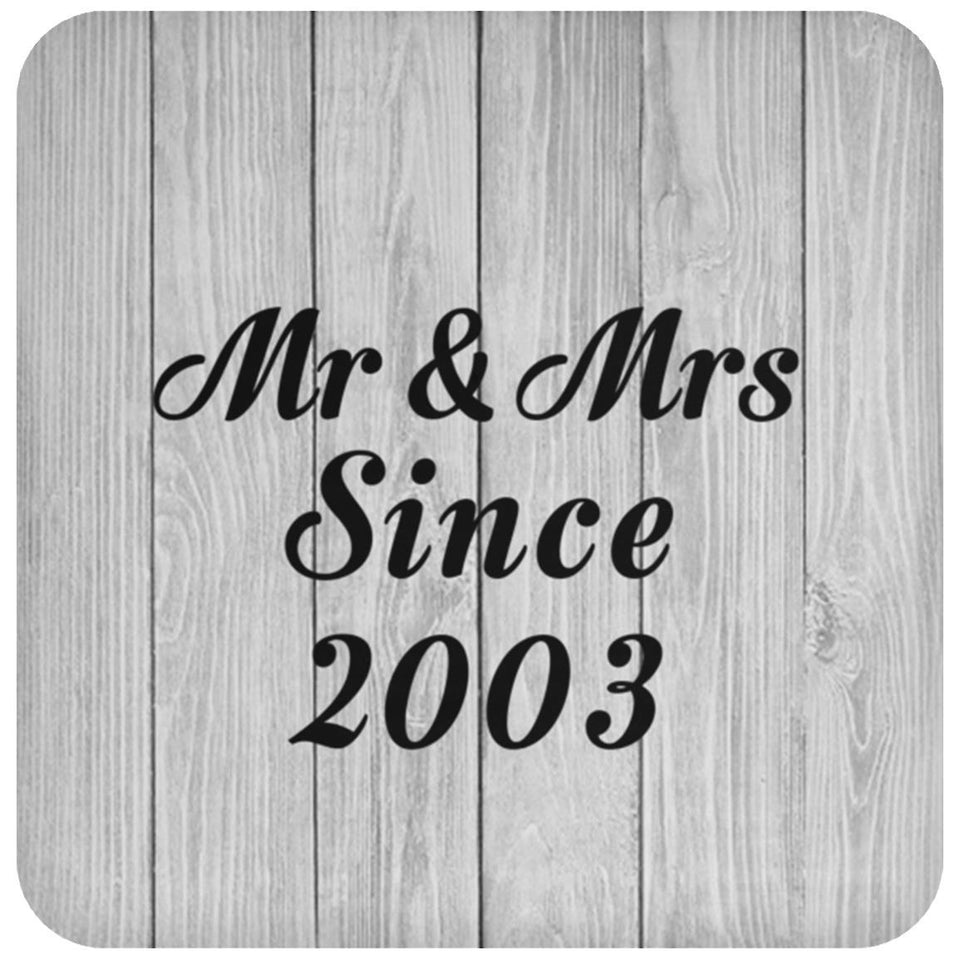 21st Anniversary Mr & Mrs Since 2003 - Drink Coaster F