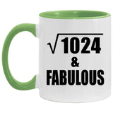 32nd Birthday Square Root of 1024 & Fabulous - 11oz Accent Mug Green