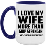 I Love My Wife More Than Grip Strength - 15oz Accent Mug Purple
