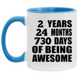 2nd Birthday 2 Years 24 Months 730 Days Of Awesome - 11oz Accent Mug Blue