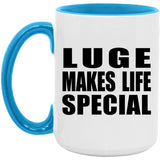 Luge Makes Life Special - 15oz Accent Mug Blue