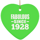 96th Birthday Fabulous Since 1928 - Heart Ornament