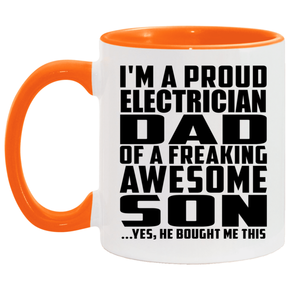 Proud Electrician Dad Of Awesome Son - 11oz Accent Mug Orange