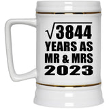 62nd Anniversary Square Root of 3844 Years As Mr & Mrs 2023 - Beer Stein