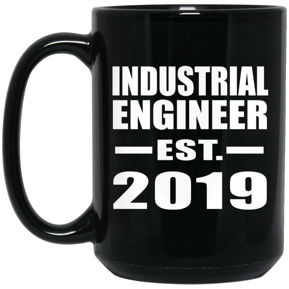 Industrial Engineer Established EST. 2019 - 15oz Coffee Mug Black