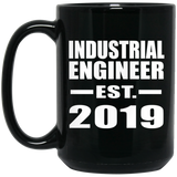 Industrial Engineer Established EST. 2019 - 15oz Coffee Mug Black