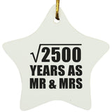 50th Anniversary Square Root of 2500 Years As Mr & Mrs - Star Ornament