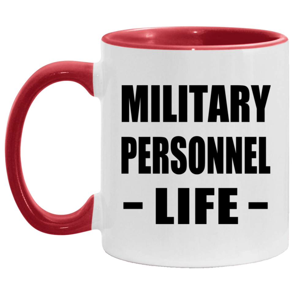 Military Personnel Life - 11oz Accent Mug Red