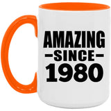 44th Birthday Amazing Since 1980 - 15oz Accent Mug Orange