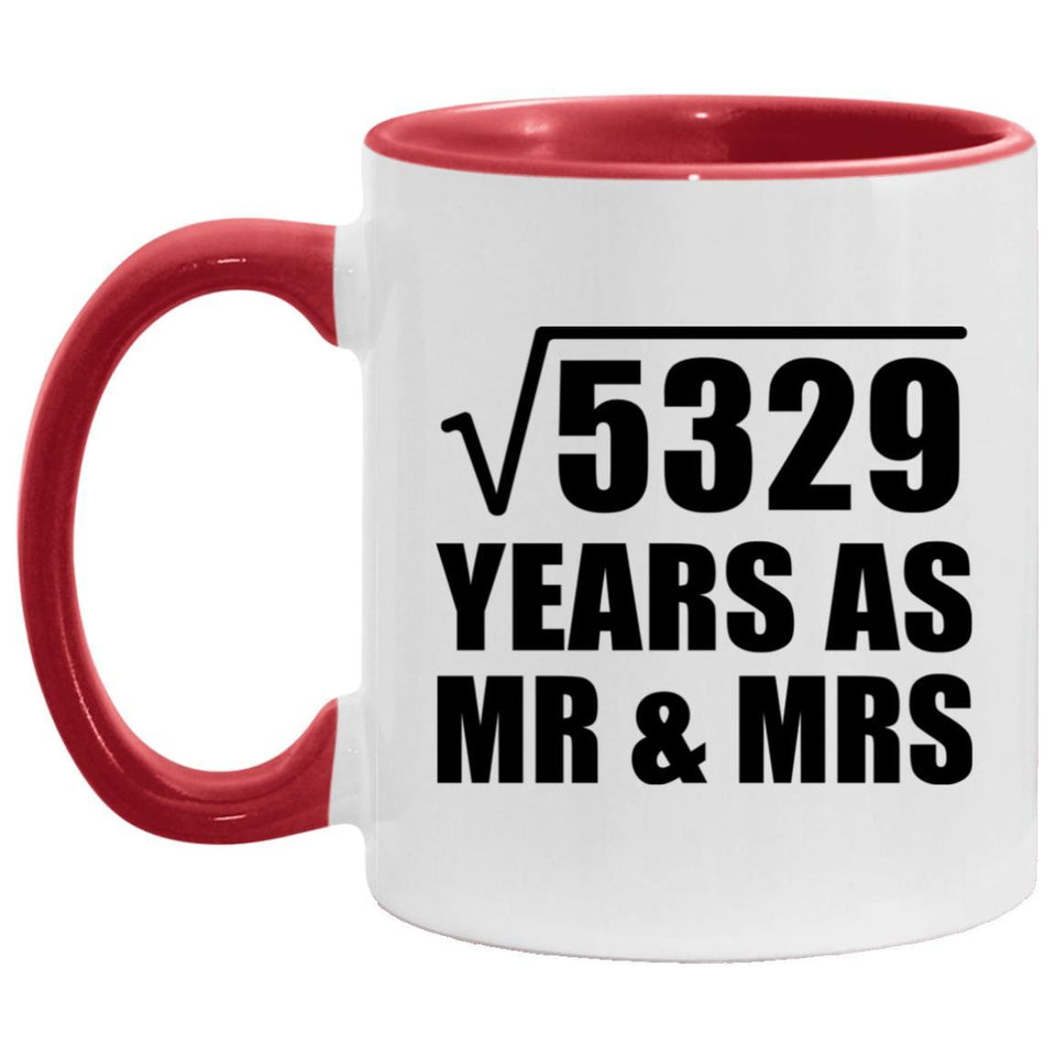 73rd Anniversary Square Root of 5329 Years As Mr & Mrs - 11oz Accent Mug Red
