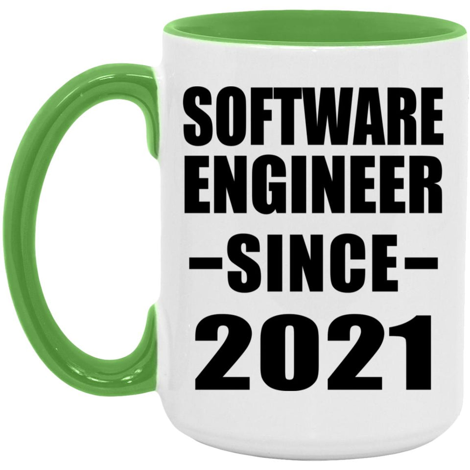 Software Engineer Since 2021 - 15oz Accent Mug Green