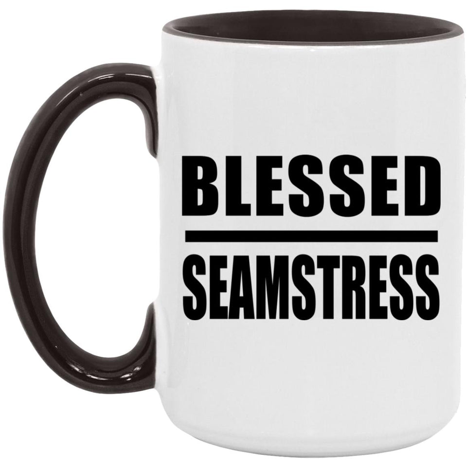 Blessed Seamstress - 15oz Accent Mug Black