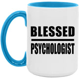 Blessed Psychologist - 15oz Accent Mug Blue