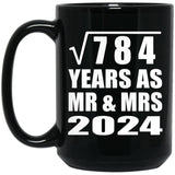 28th Anniversary Square Root of 784 Years As Mr & Mrs 2024 - 15oz Coffee Mug Black