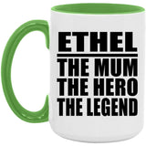 Ethel The Mum The Hero The Legend - 15oz Accent Mug Green