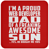 Proud Web Developer Dad Of Awesome Son - Drink Coaster