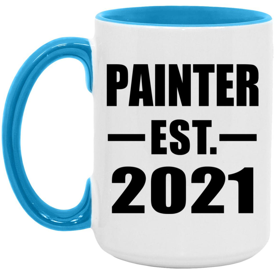 Painter Established EST. 2021 - 15oz Accent Mug Blue