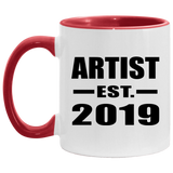 Artist Established EST. 2019 - 11oz Accent Mug Red