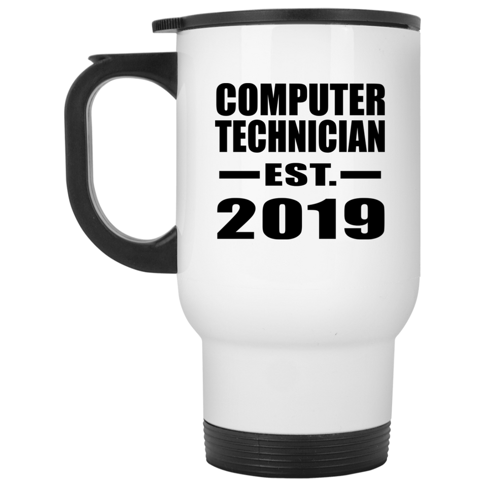 Computer Technician Established EST. 2019 - White Travel Mug